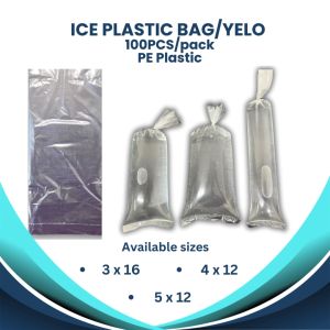 Yelo Plastic | Ice bag | Ice Candy Plastic | Soft drinks Plastic Bag (3x16  4x12  5x12) 100 pcs