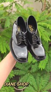 SHUTA Womens Black Lace-Up Shoes rubber shoes 5CM Non-Slip Sole Korean-Style School Formal Footwear for Girl Chef Creeper Decor with Laces 0140523