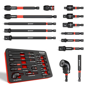 14pcs Impact Socket Adapter Set 1/4 3/8 1/2-Inch Square Drive Socket Adapter Quick-Release & Magnetic Drill Bit Extension