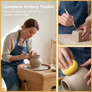 8-Piece Clay Sculpting Tool Set - Double-Ended Pottery Carving Tools with Sponge for Ceramic Art & DIY Clay Crafts