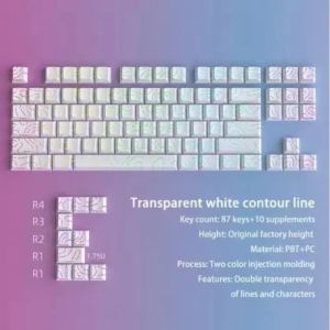 134 Keys Blue Contour Side Print RGB Backlit Keycaps Double Shot PBT Keycaps Cherry Profile for MX Switches Mechanical Keyboard