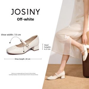 Josiny | French Mary Jane Womens Shoes Coarse Heel Square Toe