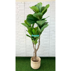 Pohon Artificial Tanaman Plastik Ketapang X3 T150 Latex Cover Pot Rotan Ulir Dekorasi Studio Hiasan Rumah