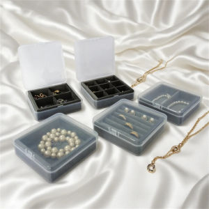 Jewelry Display Storage Box with Dust Cover Small Tray for Beaded Rings Earrings Bracelets Packaging Case for Gemstone Showcase