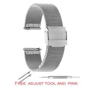 Aotelayer Dây Đồng Hồ Lưới Tháo Nhanh Kích Thước 12/13/14/16/18/20/22/24Mm Dây Đeo Cổ Tay Khóa An Toàn Cho Galaxy Watch4 Watch3 Active Starp