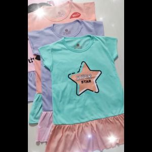 LF Dress Ruffle Kombinasi Anak Perempuan & Daster Anak Perempuan Umur 2-6 Tahun