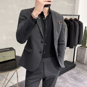 Suit Suit Men Three-Piece Suit K-style Slim Fit Business Suit Two Buttons Casual Small Suit Groom Wedding Suit