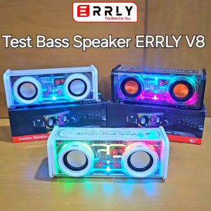 Speaker V8 ARMOUR Bluetooth ERRLY TWS Wireless v5.3 Dua Subwoofer 10W RGB LED Light Transparent