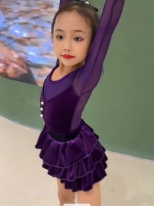 Trang Phục Khiêu Vũ Latin Cho Bé Gái Mùa Thu Mùa Đông Phong Cách Mới Trang Phục Khiêu Vũ Tinh Tế Dành Cho Trẻ Em Khoét Lưng Thiết Kế Độ Đàn Hồi Trung Bình