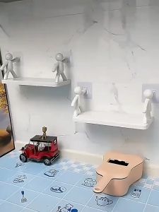 Wall Hanging Bathroom Shelf Storage Rack Kitchen Rack toilet rack Adhesive Wall Plastic Organizer Toilet