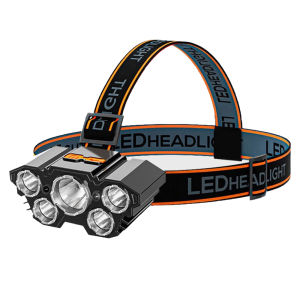 5 LED Strong Light Headlamp Headlight USB Rechargeable Head Flashlight Built in Battery Outdoor Working Fishing Camping Lamp