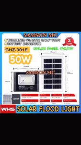 WHS 2 Year Warranty CHZ-901E 50W Solar Led Outdoor Flood Light Street Lamp IP67 Waterproof With Remote Battery Indicator