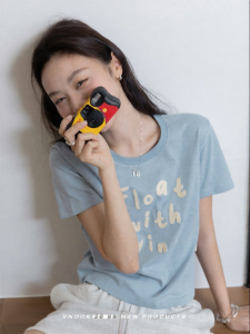 VNOOK | Áo Thun Knit Dễ Dàng 3D Thêu Vai Vuông