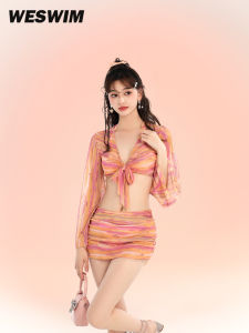 Weswim ชุดบิกินี ชุดว่ายน้ำ ผู้หญิง ชุดคลุมสไตล์ใหม่ เซ็กซี่ สามเหลี่ยมหน้าอกเล็ก กระโปรง คอแขวนกีฬาชายหาด/โยคะ/ฟิตเนส