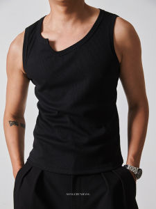 Slim Fit Tank Top Men Summer Fitness Sport Sleeveless T-Shirt Casual Neckless Top Trendy Individual Base Shirt Youth Popular