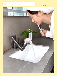 Bộ Vòi Nước Bồn Rửa Nhà Tắm Nóng Lạnh Vòi Lavabo bằng Inox mạ Nano Xám cao cấp Xoay 1080 Độ