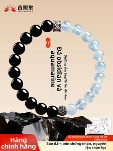JIZHAOTANG | Dây Chuyền Hydrating Black Obsidian và Aquamarine Blue Crystal
