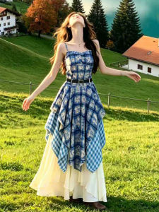 ZHENMANZI | Bright Plaid Two-Piece Dress Set