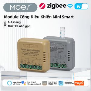 MOES Zigbee/WiFi Mini Mô-đun Chuyển Đổi Thông Minh 1-4 Gang DIY Tương Thích Với Google Home Alexa Tuya Hẹn Giờ Điều Khiển Bằng Giọng Nói Để Tự Động Hóa Gia Đình