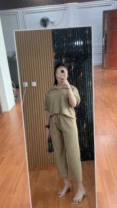 SETELAN CROP KNIT 7/8 / SETELAN KNIT kerah / ONESET Crop 7/8 WANITA TERBARU