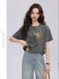 YOUXIANG | Áo Thun Tay Ngắn In Hình Mèo Dễ Thương