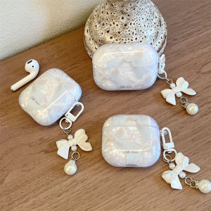 Korean Style Butterfly Knot Ribbon Shell Pattern Wireless Bluetooth Earphone Case for  AirPods pro 3 4 Anti-Fall And Scratch Resistant