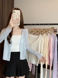 น้ําแข็งขนาดใหญ่ ผ้าไหม ถักป้องกันแสงแดด คาร์ดิเกน บาง ฤดูร้อน รูปแบบใหม่ ผู้หญิง ผ้าคลุมไหล่ สายคล้อง เดรส ผ้าคลุมด้านนอก เสื้อผ้าถัก เสื้อท่อนบน