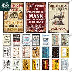 Putuo Decor Vintage German Sign Metal Sign Decoration Plaque Home Wall Door Decor Bar Sign Home Plate7.8x11.8 inches