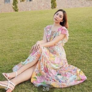 Womens Summer V Backless Chiffon Floral Print Maxi Dress - PIMNADACLOSET - P015-087