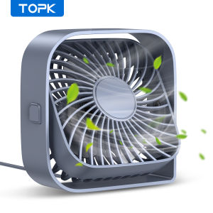 TOPK USB Desk Fan Mini Fan Portable 3 Speeds Desktop Table Cooling Fan Quiet Personal Small Fans for Room Home Desktop Office