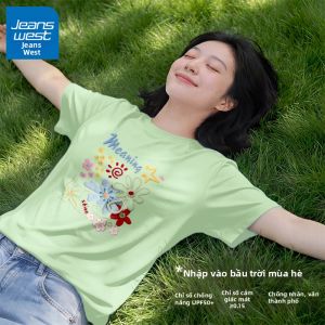 Jeanswest | Áo Thun Bảo Vệ UV Chất Liệu Kẻ Sợi Băng