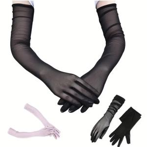 WRELS | Nữ Găng Tay Ren Mỏng Lưới Thoáng Khí Chống Tia UV Mùa Hè Lái Xe Dự Tiệc Sang Trọng Cosplay Co Giãn Dài Voan Găng Tay Lưới
