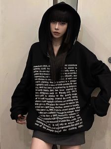 เสื้อสเวตเตอร์มีฮู้ดพร้อมซิปสำหรับผู้ชายและผู้หญิง ฤดูใบไม้ร่วง 2023 เสื้อคลุมกันหนาวแบบเปิดไหล่ ทรงหลวม แขนยาว เสื้อผ้าทำงาน