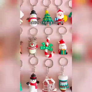 【Christms Gift】3D Cartoon Silicone Christmas Keychain Santa Claus Christmas Tree Key Chains Key Ring