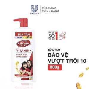 Sữa Tắm Lifebuoy 800g Bảo Vệ Khỏi Vi Khuẩn Vượt Trội 10 Với ion bạc giúp làm sạch sâu da mang lại cảm giác sảng khoái sau khi tắm