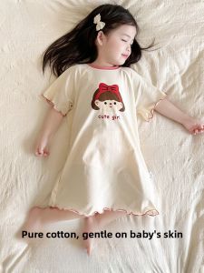 miiow | Catwoman Childrens Summer Thin Dress Cute Little Girl Sleepwear Home Clothes Can Be Worn Outside Cotton Polyester Blend Girls Dress