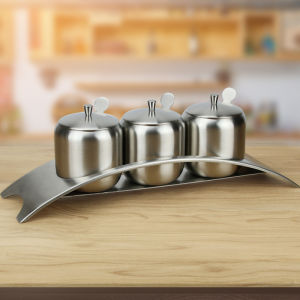 Stainless Steel 304 Kitchen Storage Set Seasoning Bottle Salt Shaker Flavor Enhancer Container Home Use Luxury Minimalist Style