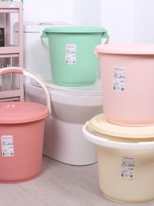 Thickened Plastic Water Bucket Set with Lid for Home Use Laundry Bucket Storage Water round Tumbler Student Dormitory Use