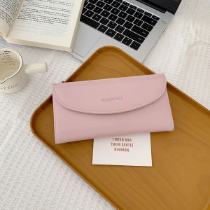 กระเป๋าสตางค์ผู้หญิงแบบยาวความจุขนาดใหญ่ สีพื้น กระเป๋าถือแบบถือได้ กระเป๋าใส่บัตร กระเป๋าใส่เหรียญ กระเป๋าสตางค์แบบเรียบง่าย สไตล์ไฮเอนด์