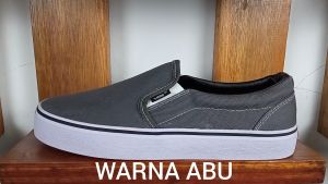 Vans Sepatu Slip On Slop Tanpa Tali Kanvas Abu Premium pria wanita Kasual Simpel Murah Anti Licin