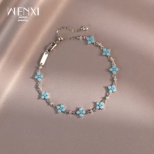 WENXI | Adjustable Pull Blue Four-leaf Clover Bracelet