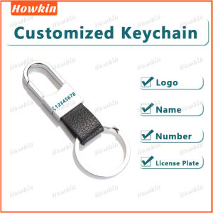 【Customized 】Custom Name Engrave Personalized Keyring Phone Number Leather Strap Keychain - DZ02
