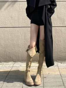 รองเท้าบู๊ตยาวถึงเข่า Kooocooo สำหรับผู้หญิง ส้นหนา ทรงม้า ทรงเข้ารูป สไตล์เกาหลี หนังนิ่ม ฤดูใบไม้ผลิ ฤดูร้อน ฤดูใบไม้ร่วง ฤดูหนาว