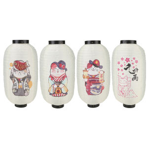 【New Arrival】 Festive Lucky Cat Lantern Waterproof 10 Inch Cloth Lanterns for Home and Bar Japanese Style Decor