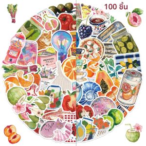 100pcs Retro ดอกไม้ผลไม้สัตว์สติกเกอร์น่ารักความงามไวนิลกันน้ําสติ๊กเกอร์สมุดภาพแล็ปท็อปกันชนคอมพิวเตอร์