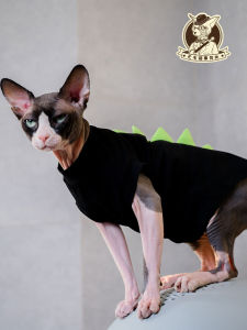 Pure Cotton Short Sleeve Cat Clothes for Hairless Cats Adorable Dinosaur Design Breathable Air Conditioning Suit for Kittens