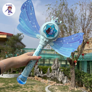 Đồ Chơi Gậy Thổi Bong Bóng Công Chúa Tuyết Elsa Có Nhạc Và Đèn Tặng Kèm Pin Dung Dịch Bong Bóng Gậy Phép Thuật