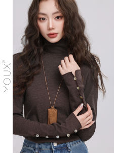 YOUXIANG | Áo Thun Dài Tay Cổ Cao Elegent Nữ