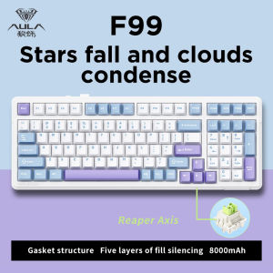 AULA | AULA F99PRO Gaming Mechanical Keyboard 99 Key Three Mode Wireless Hot Swappable Gasket Structure Custom Keyboard with Media Knob