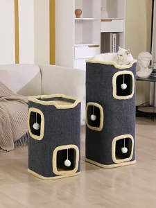 บ้านแมว เตียงแมว 1-3 ชั้น อุโมงค์แมวมัลติฟังก์ชั่น บ้านปีนเขาแมว ปราสาทแมวฝึกอบรมลูกแมวในร่ม ของเล่นสัตว์เลี้ยง